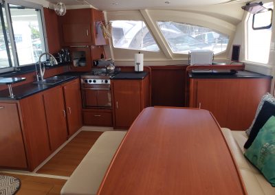 Kitchen view of luxury yacht